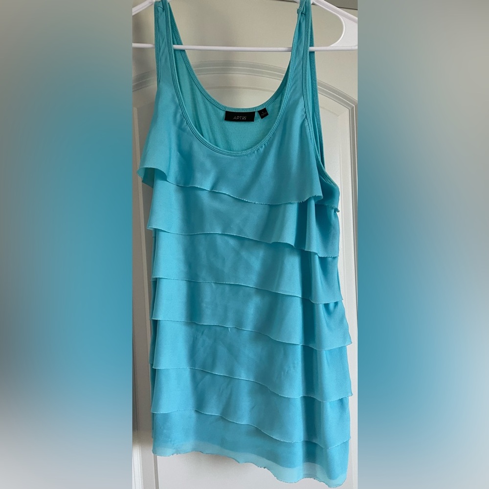 Apt.9 blue ruffle tank size L